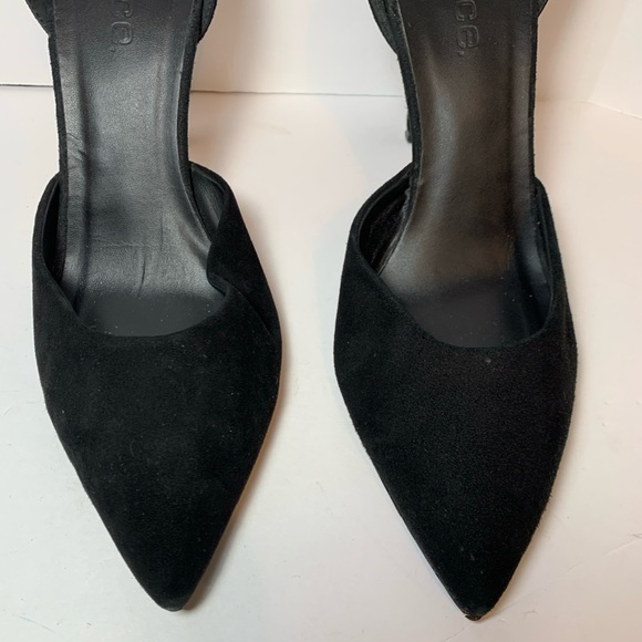 Vince Celeste Black Suede Pointed Toe D'Orsay Heel Pumps Size 8.5M - Picture 6 of 11